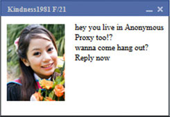 Ad showing girl asking if you lived in Anonymous Proxy too